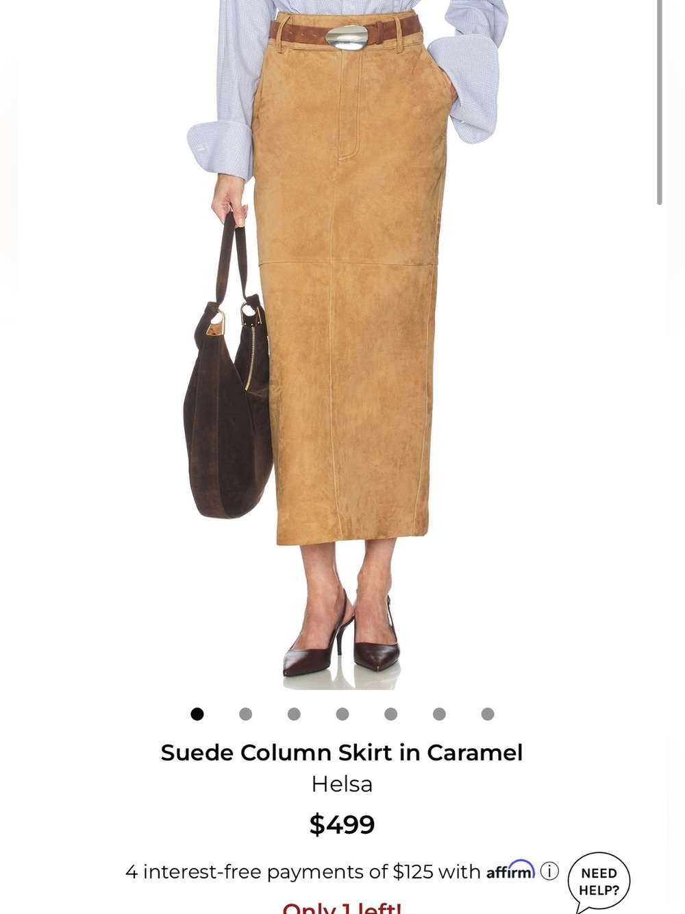 Helsa Caramel Suede Maxi Column Skirt